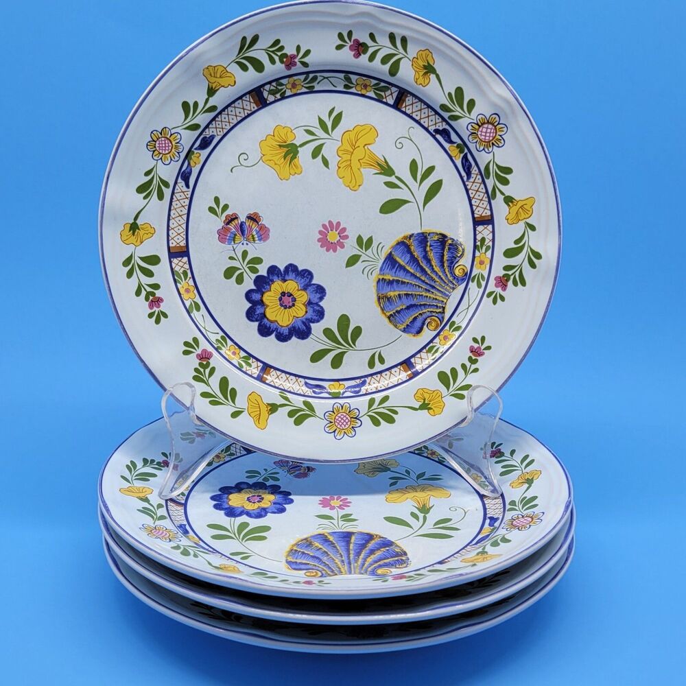 Georges Briard "Bretonne" Set Of 4 Floral 7 1/2" Discontinued Salad Plates VGC